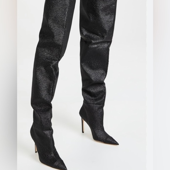 GOOD AMERICAN SLOUCH OVER THE KNEE BLACK GLITTER BOOTS. NEW IN BOX. - Picture 15 of 16